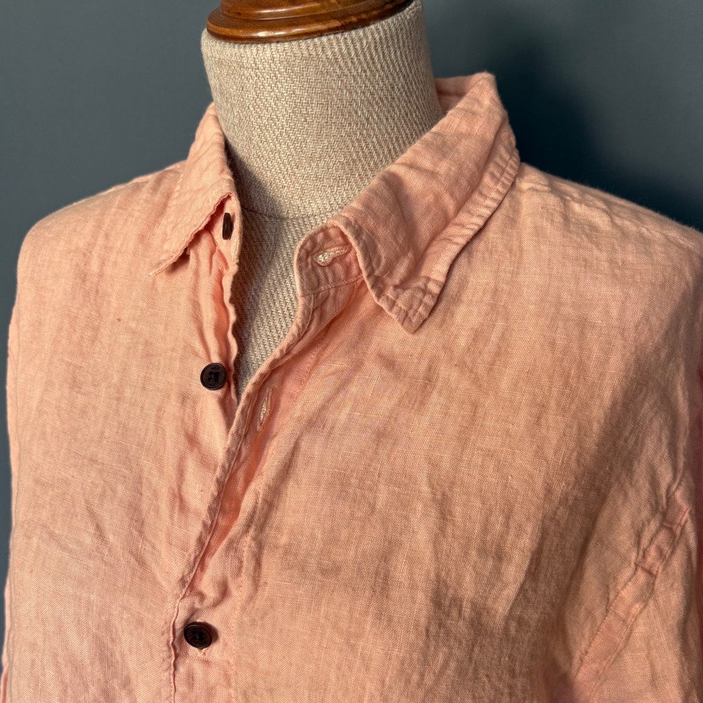 Wax London Linen Button Down Shirt | Size M | Peach Beach Summer Style